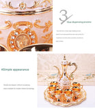 Elegant Gold Metal Serving Set - Decanter, 6 Cups, Tray (Copper+Red)