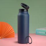 Stainless Steel Insulated Water Bottle with Integrated Magnetic Phone Stand - Blue (24oz)