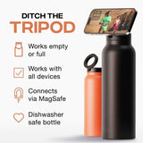 Stainless Steel Insulated Water Bottle with Integrated Magnetic Phone Stand - Blue (24oz)