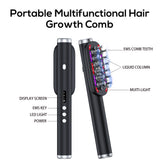 Green Vibrating Scalp Massager Comb - LED Therapy & Oil Infuser for Hair Growth