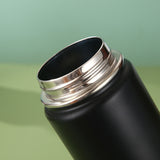 Black Portable Travel Thermos Bottle - Leakproof Stainless Steel Flask with Carry Handle (18oz - 540ml)