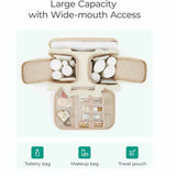 White Puffy Travel Wash Bag with Wide-Mouth Access and Wet-Dry Pockets
