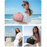 White Puffy Travel Wash Bag with Wide-Mouth Access and Wet-Dry Pockets