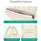 Camel Puffy Travel Wash Bag with Wide-Mouth Access and Wet-Dry Pockets