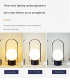 Black Portable Rechargeable LED Lantern Lamp - Touch Control 3-Color Dimmable Desk Light