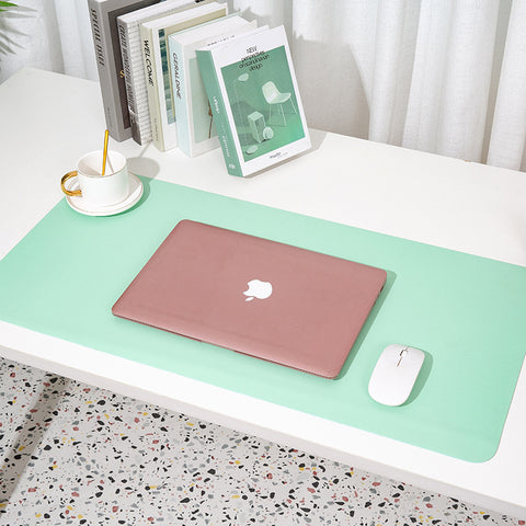 2 PCS Green Extra-Large Leather Table Mat for Study & Work - Pad for Students & Office Use (60x30cm)