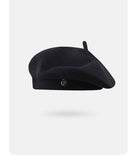 Black Vintage Inspired Knitted Beret - Stretchy & Comfortable Wool Blend Cap