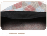 Diamond Colorblock Wool Beret - Stylish Plaid Painter Hat, Warm and Soft - (Gray)