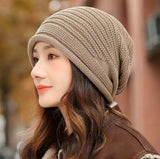Khaki Warm & Stylish Women's Knitted Beanie Hats (3-Pack) - Perfect for Cold Weather Comfort