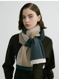 Green Elegant Color Block Striped Scarf -Men's & Women's Versatile, Winter Warmth 165x29cm
