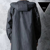 Stylish Black Trench Raincoat - Extra Long, Hooded, for Hiking & Fishing - XXXL