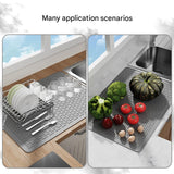 Gray Extra Large Silicone Countertop Protector & Dish Drying Mat - Dishwasher Safe (76x53cm)