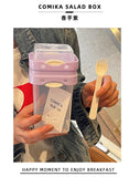Purple Portable salad cup with ingredient compartment and fork and spoon - enjoy breakfast on the go