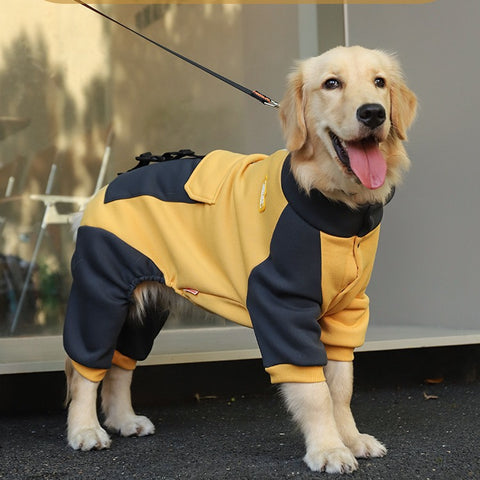 Turmeric Sporty Dog Onesie with Back Zipper & Pockets - For Medium/Large Dogs (Size : 4XL)