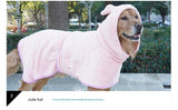 Pink Hooded Dog Bathrobe - Super Absorbent, Adjustable Fit, Cozy Pet Towel (Size : L)
