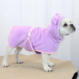 Purple Hooded Dog Bathrobe - Super Absorbent, Adjustable Fit, Cozy Pet Towel (Size : XL)