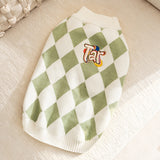 Classic Argyle Dog Sweater - Green & White Knit for Corgis & Medium Breeds (Size : XL)