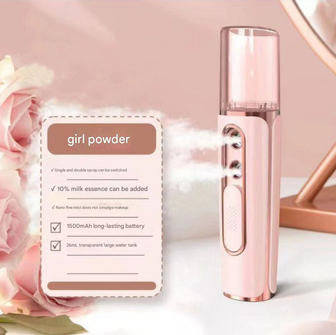 Blue Dual Nozzle Nano Facial Mister - USB Rechargeable Hydrating Spray