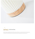 Unique Pleated Design Table Lamp - 3D Printed Washable Shade, Wooden Base, Adjustable LED (Small peach)