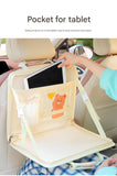 Pink Foldable Car Back Seat Organizer Tray - PU Leather Travel Desk with Tablet Holder