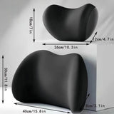 Grey Ergonomic Memory Foam Car Headrest & Lumbar Support Cushion Set - Driving Comfort Neck & Back Pillow