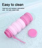 Grey and Black Collapsible Silicone Water Bottle - 510ml Portable Food-Grade Travel & Sports Drink Flask