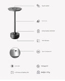 Gold Elegant Aluminum Alloy Rechargeable LED Touch Lamp - 3-Color Dimmable Cordless Table Light
