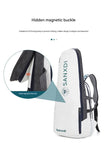 Purple and White Multifunctional Tennis & Badminton Backpack - Waterproof Racket Bag with Shoe Compartment