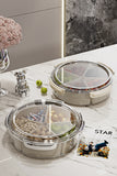 Grey And Beige Snap Button Elegant Compartment Serving Tray with Lid - Versatile Snack, Fruit & Candy Box