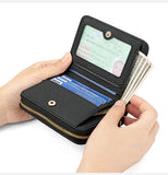 Pink Compact RFID Genuine Leather Wallet for Women - Secure Zipper Card Holder & Coin Purse