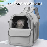 Grey Spacious Pet Carrier Backpack with Clear Window - Comfortable Travel Bag for Cats & Small Dogs