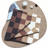 Coffee,Grey And Beige Unisex Retro Checkered Knit Scarf - Soft Thick Winter Shawl Wrap