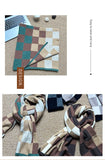 Brown,Khaki And Green Unisex Retro Checkered Knit Scarf - Soft Thick Winter Shawl Wrap
