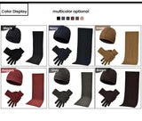Black Men's 3-Piece Winter Warm Ribbed Knit Beanie Hat Scarf and Gloves Set