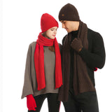 Light Grey Men's 3-Piece Winter Warm Ribbed Knit Beanie Hat Scarf and Gloves Set