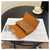 Red Elegant Women's RFID Blocking Long Wallet - PU Leather Clutch Purse with Clasp