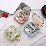 2 Sets Orange And Grey Portable Stainless Steel Cutlery Set -  Reusable Utensils (2 Fork, 2 Spoon, 2 pairs of Chopsticks) with Compact Travel Case