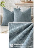 Light Grey Plush Chenille Cushion Covers Set of 2 - Soft Textured Decorative Throw Pillow Cases for Sofa Couch, 45x45cm