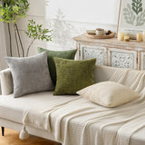 Light Blue Plush Chenille Cushion Covers Set of 2 - Soft Textured Decorative Throw Pillow Cases for Sofa Couch, 45x45cm