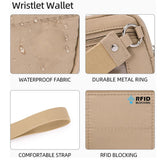 Purple RFID Blocking Nylon Wristlet Clutch Wallet - Compact Waterproof Pouch with Card Slots & ID Window