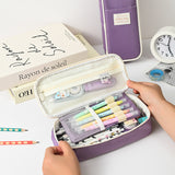 Pink Large Capacity Expandable Pencil Case - Multi-Compartment Student Stationery Pouch (Only with pencil case)