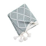 Purple and Beige Diamond Pattern Soft Cozy Knit Throw Blanket with Tassels - Geometric Pattern Lightweight Acrylic Blanket for Sofa Couch Bed, 130x150cm