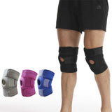 Blue Adjustable Knee Brace Support (Pair) with Dual Spring Stabilizers & Patella Gel Pad - Non-Slip for Sports Running Hiking