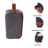 Black And Brown Men's Canvas Toiletry Bag - Large Capacity Water-Resistant Travel Organizer Dopp Kit with Handle