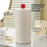 Beige Automatic Lifting Makeup Brush Holder - Dustproof Desktop Organizer with Lid & Compartments