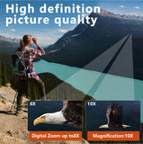 Black HD Digital Camera Binoculars 8X Zoom - Record Video & Photos with LCD Screen, Starlight Night Vision for Outdoors