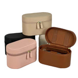Pink Elegant PU Leather Makeup & Toiletry Bag - Large Capacity Travel Cosmetic Organizer with Brush Holder
