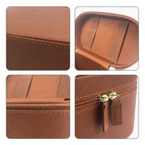Beige Elegant PU Leather Makeup & Toiletry Bag - Large Capacity Travel Cosmetic Organizer with Brush Holder
