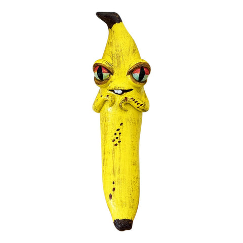 3 Pcs Style 2 Yellow Whimsical Magic Banana Monster Figurine - Quirky Resin Art Decor for Home & Party