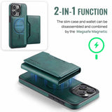 Black Premium MagSafe Wallet Case for iPhone 16 Pro Max - Detachable PU Leather Magnetic Card Holder